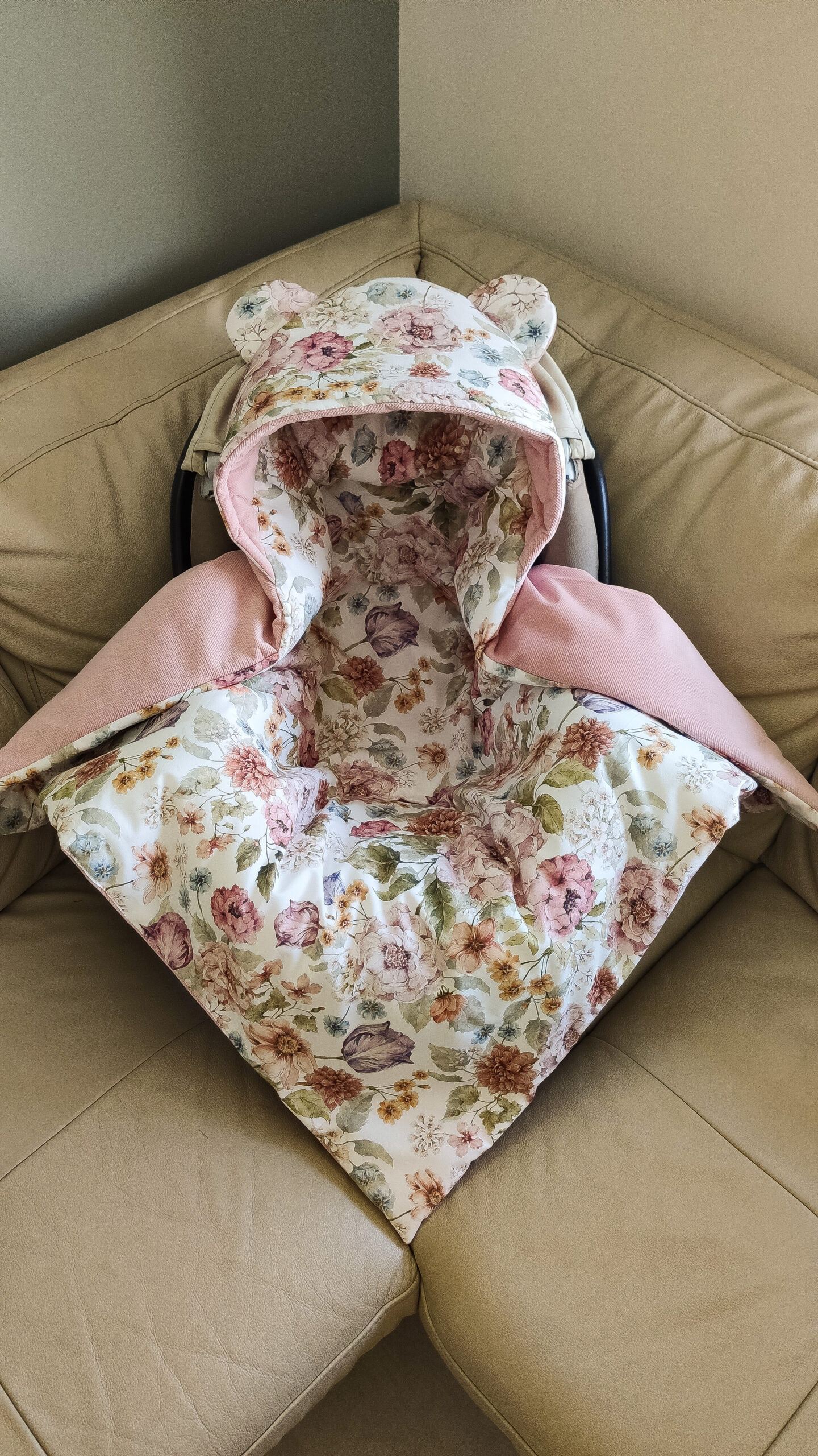 E0ECEDA2-984D-4C18-8CEF-C300D4556B2F Kocyk do fotelika dziki ogród +velvet brudny róż