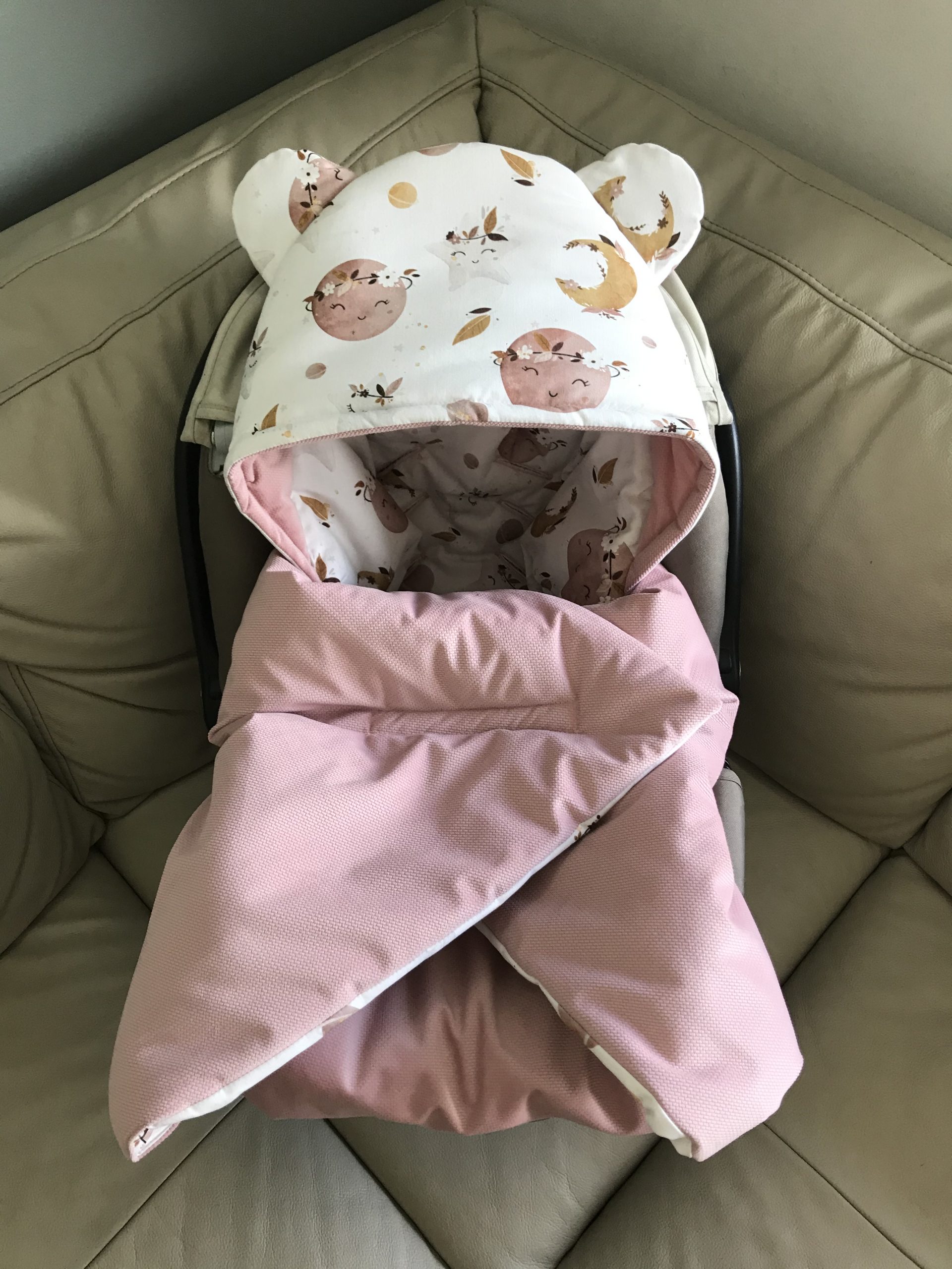 IMG_0755 Kocyk do fotelika boho + velvet brudny róż