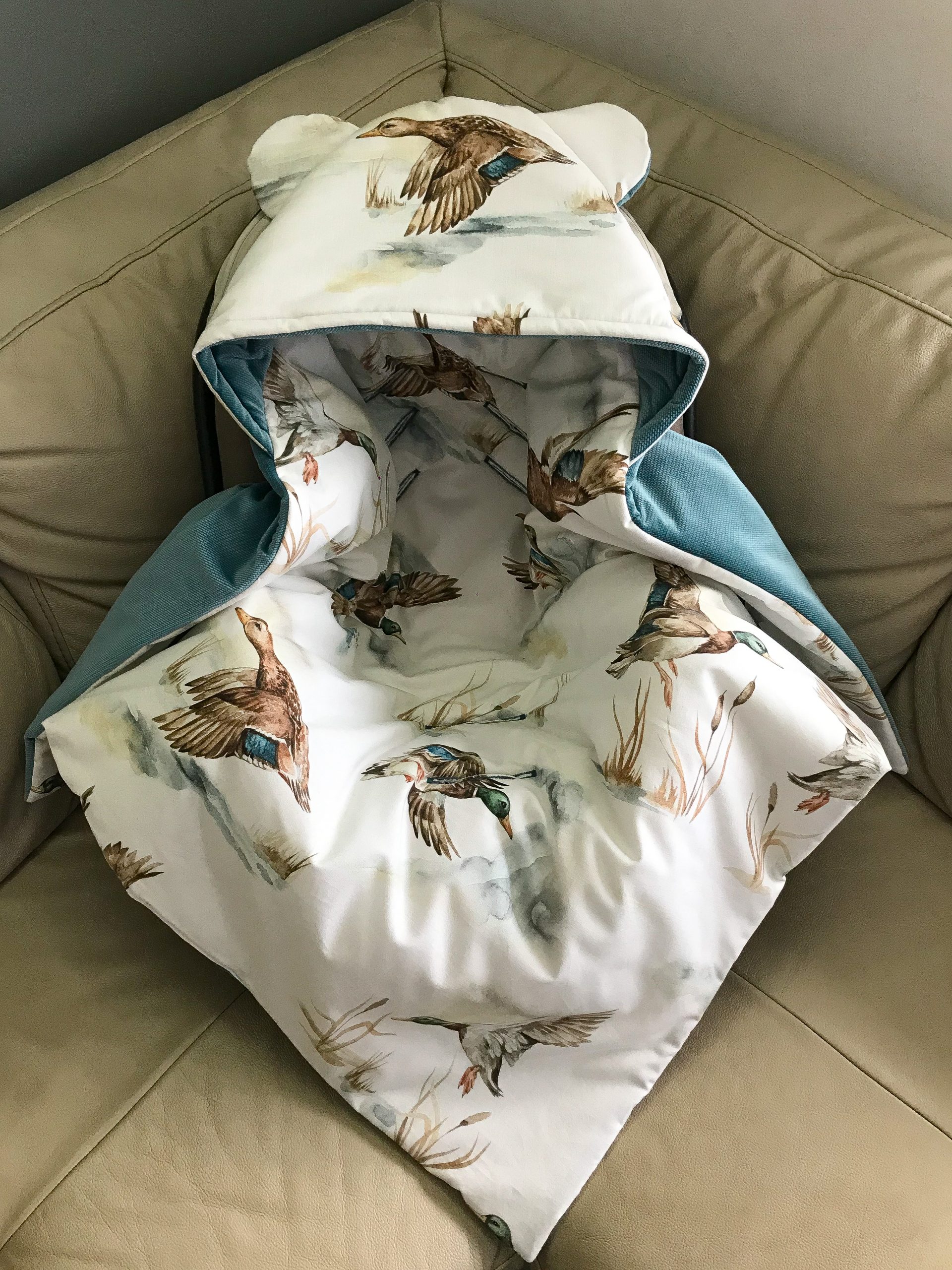 IMG_1592 Kocyk do fotelika kaczki + velvet lazur