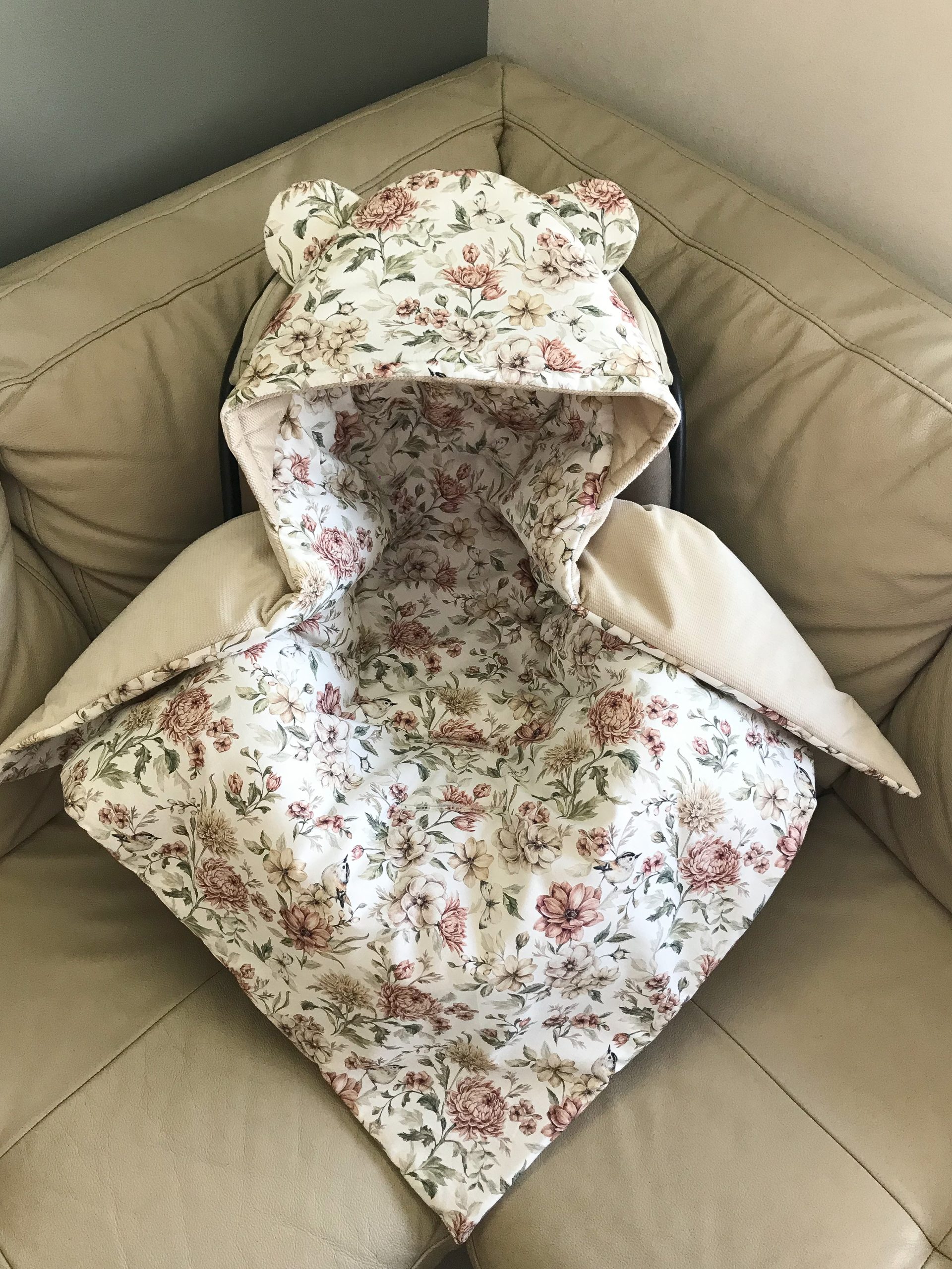 IMG_1669 Kocyk do fotelika jesienny ogród + velvet beż