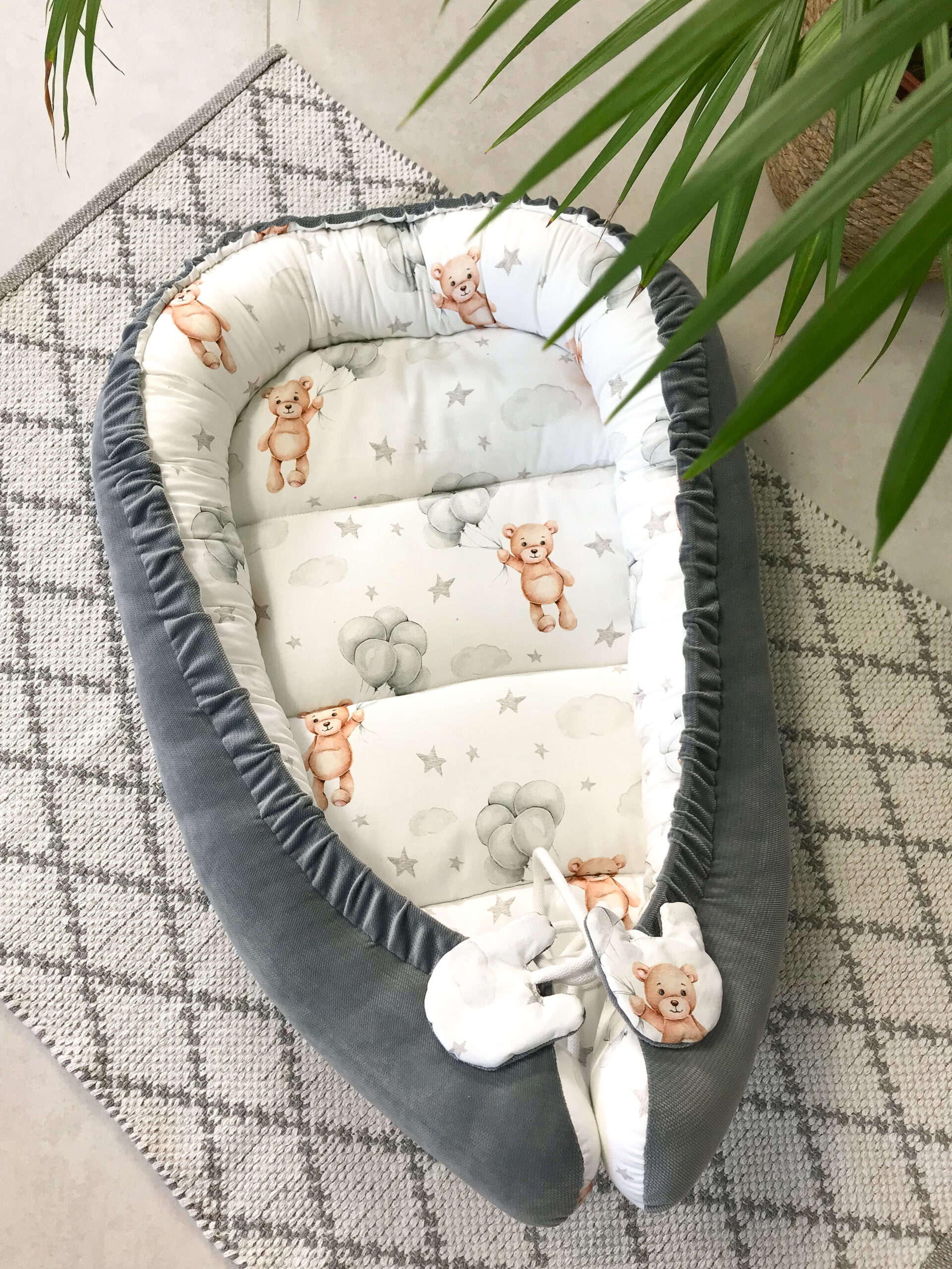 IMG_2295 Kokon pluszowy miś + velvet ciemny szary