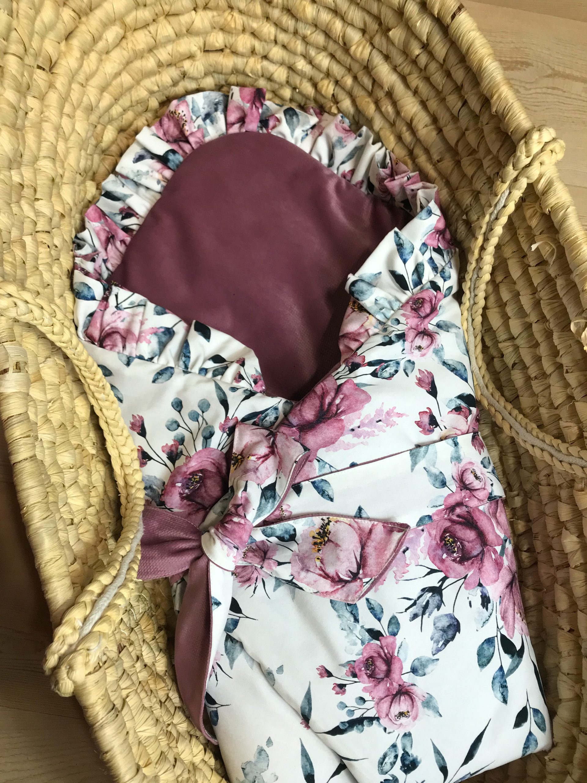 IMG_3201 Rożek z falbanką jagodowe kwiaty+ velvet śliwka